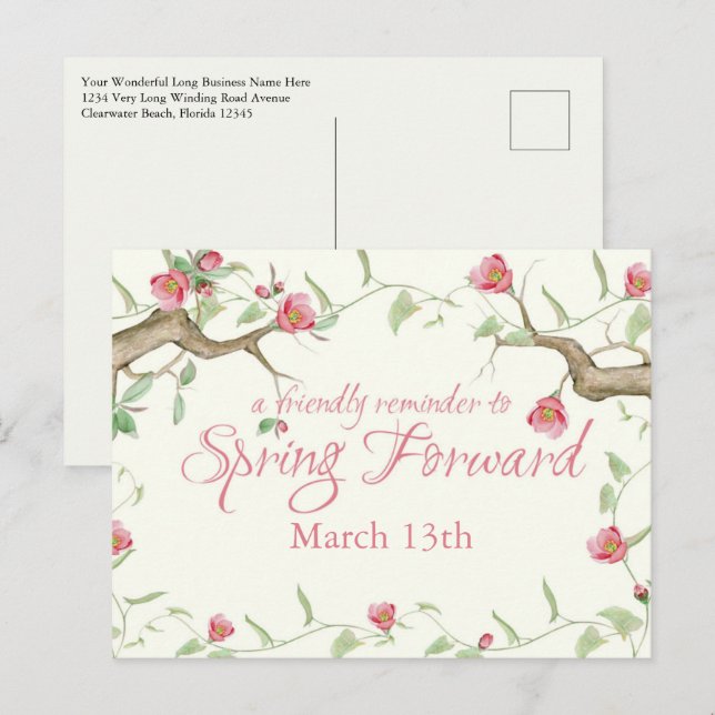 Carte postale de rappel de l'heure d'été (Devant / Derrière)