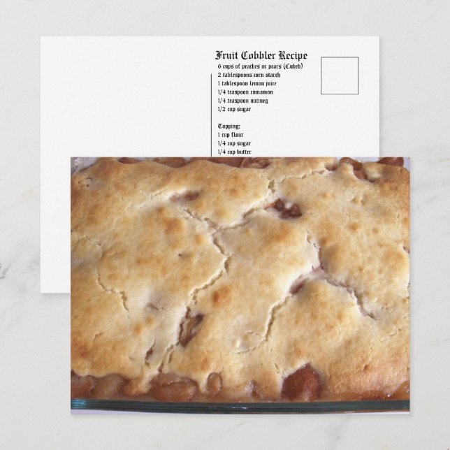 Carte postale de recette de cobbler de fruits (Devant / Derrière)