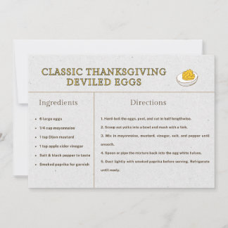 Carte postale de recette d'œufs farcis pour Thanks