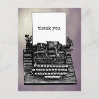 Carte postale de remerciement à la machine à écrir