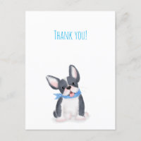 Carte postale de remerciement avec chiot bouledogu