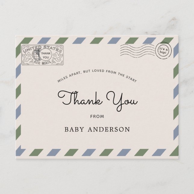 Carte postale de remerciement Baby Shower par la p (Devant)
