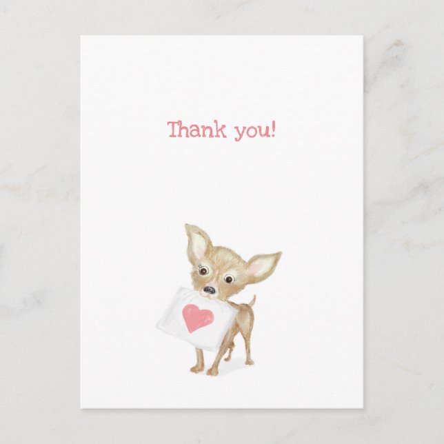 Carte postale de remerciement chihuahua mignon (Devant)