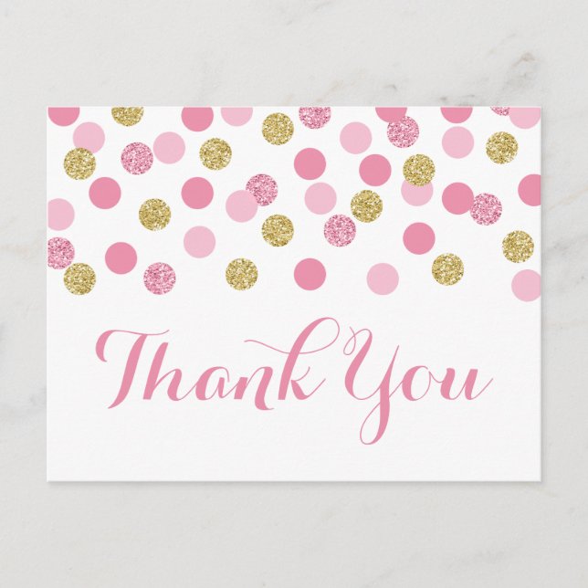 Carte postale de remerciement de Baby Shower Rose  (Devant)