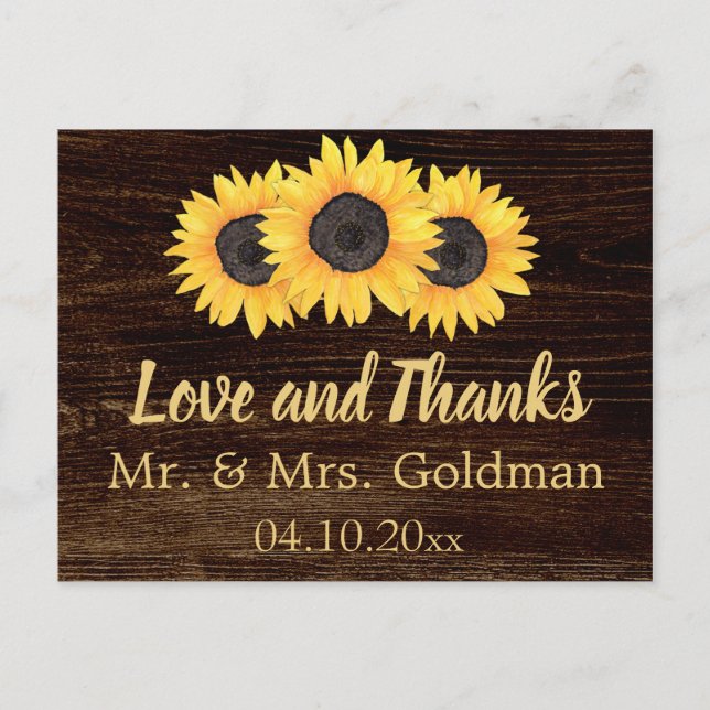 Carte postale de remerciement de mariage aux tourn (Devant)