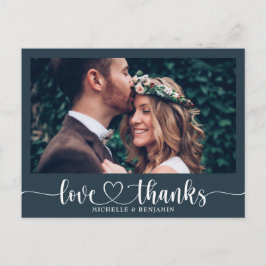 Carte postale de remerciement de mariage élégante 