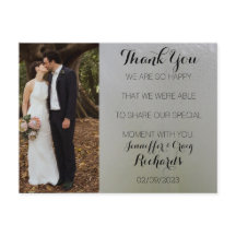 Carte postale de remerciement de mariage photo flo
