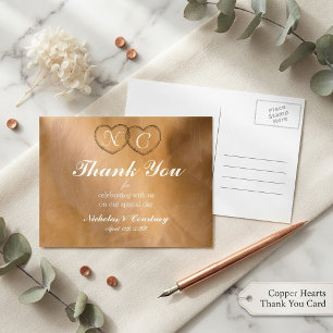 Carte postale de remerciement de mariage Rose Gold