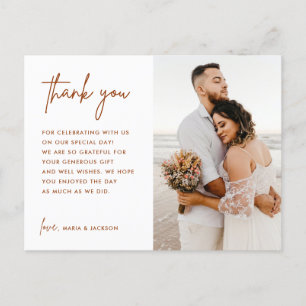 Carte postale de remerciement de photo de mariage 