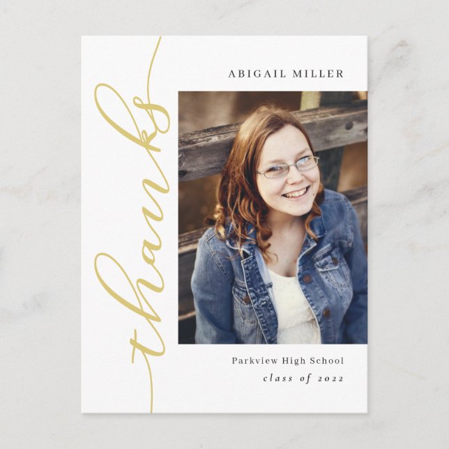 Carte postale de remerciement éditable couleur sur (Devant)