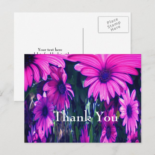Carte postale de remerciement floral abstrait aux  (Devant / Derrière)
