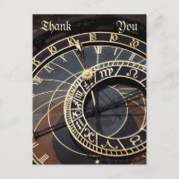 carte postale de remerciement horloge astronomique