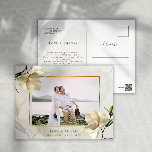 Carte postale de remerciement Magnolia blanc orien