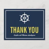 Carte postale de remerciement marine et jaune