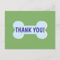 Carte postale de remerciement Os de Chien Bleu