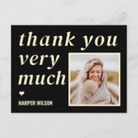 Carte postale de remerciement photo avec des mots 