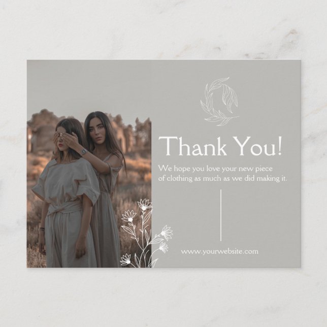 Carte postale de remerciement pour vêtements  (Devant)