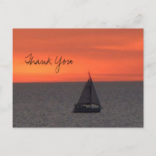 Carte postale de remerciement voilier sur mer scin