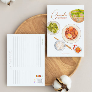 Carte postale de repas familial vietnamien