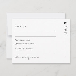 Carte postale de réponse de mariage minimal simple