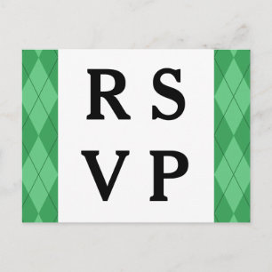 Carte postale de réponse Mariage Jacquard vert