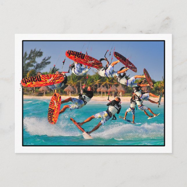 Carte postale de retour de surfeur de cerf-volant (Devant)