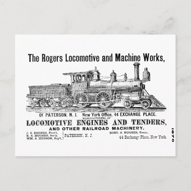 Carte postale de Rogers Locomotive Works (Devant)