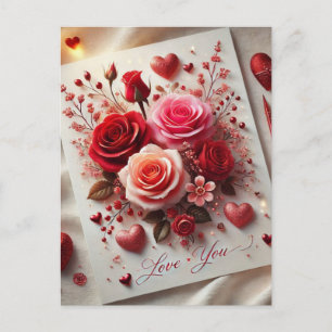 Carte postale de rose de la Saint-Valentin