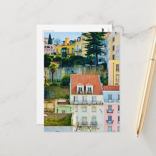 Carte postale de rue, Lisbonne Portugal Europe, Vo (Devant/Arrière en situation)
