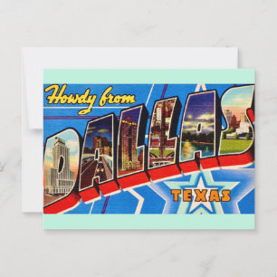 Carte postale de salutation Dallas Texas Retro