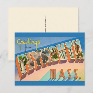 Carte postale de salutation rétro Plymouth MA