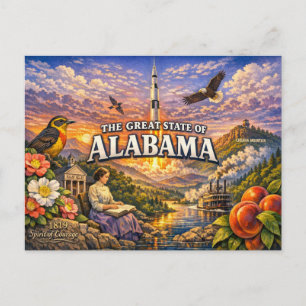 Carte postale de salutations de l'Alabama 