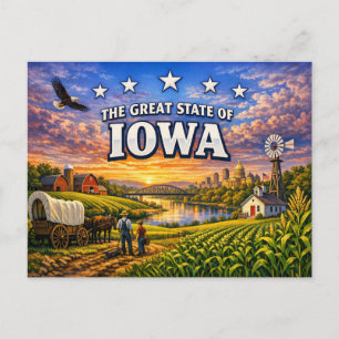 Carte postale de salutations de l'Iowa