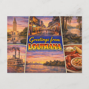 Carte postale de salutations de Louisiane