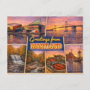 Carte postale de salutations du Maryland