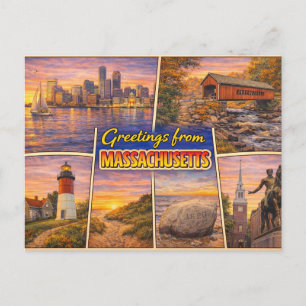 Carte postale de salutations du Massachusetts