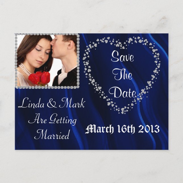 Carte Postale de Sauvegarde de Date Bleue BLING (Devant)