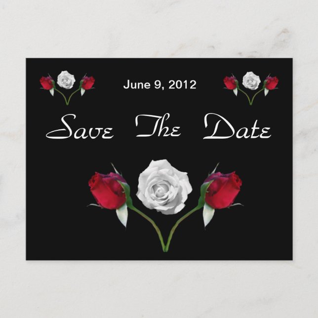 Carte postale de sauvegarde de date de roses rouge (Devant)