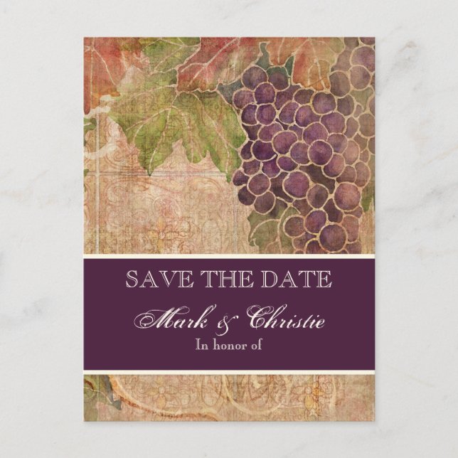 Carte postale de sauvegarde de la date de vignoble (Devant)