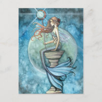 Carte postale de sirène de lune de jade