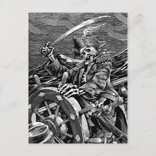 Carte postale de Skeleton Pirate BW
