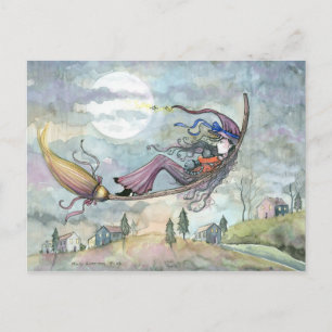 Carte postale de sorcière de Halloween de Molly Ha
