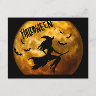 carte postale de sorcière halloween