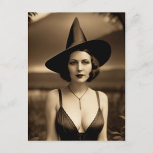 Carte postale de sorcière Halloween hantée