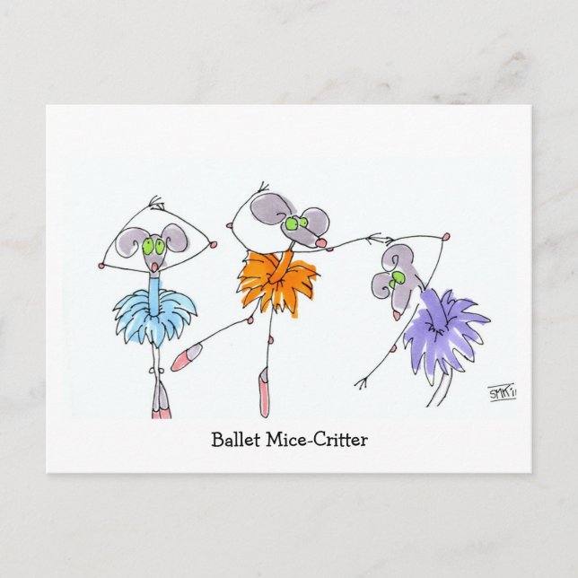 Carte postale de souris-créatures de ballet (Devant)