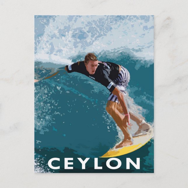 Carte postale de style rétro Surf Sri Lanka Ceylan (Devant)
