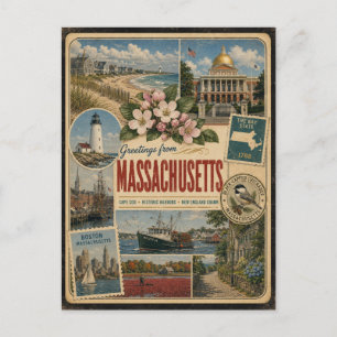 Carte postale de style vintage authentique du Mass