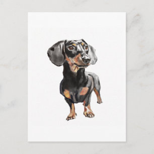 Carte postale de teckel - chien saucisse, aquarell