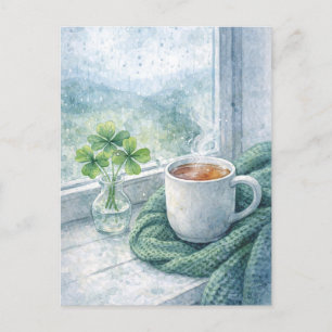 Carte postale de thé cosy pour la Saint-Patrick