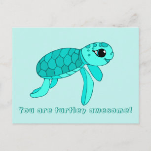 Carte postale de tortue de mer cool Turtley